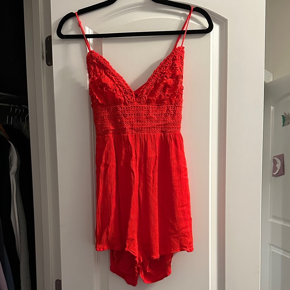 Elegant Red Lace Romper